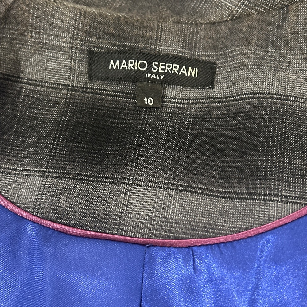 Mario Serrani Italy Plaid Tartan Blazer Jacket Rayon Blend Grey Black Check - Picture 14 of 16